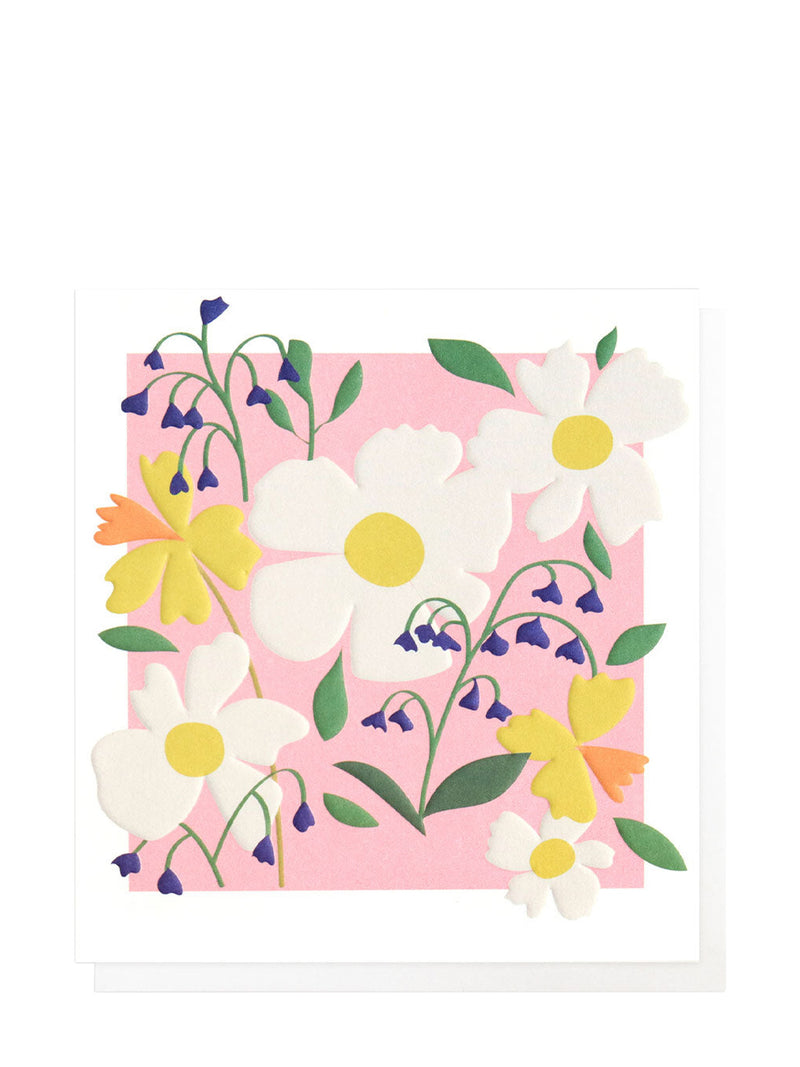 Pink floral meadow, greeting card for all occasions