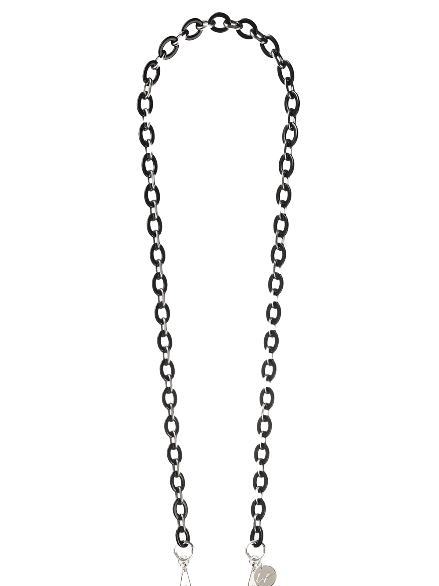 Cassy crossbody phone strap, black/silver resin