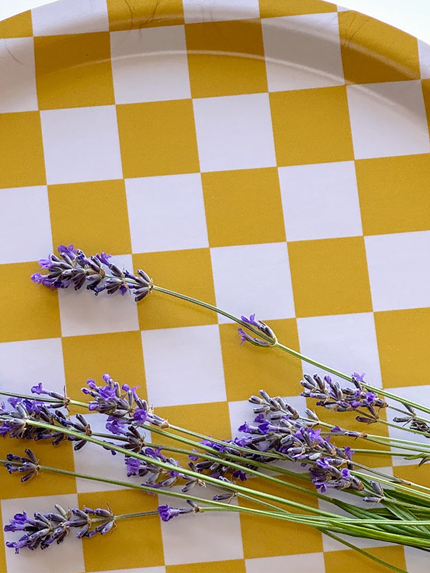 Mustard CHECKER Round Serving Tray (31 cm)