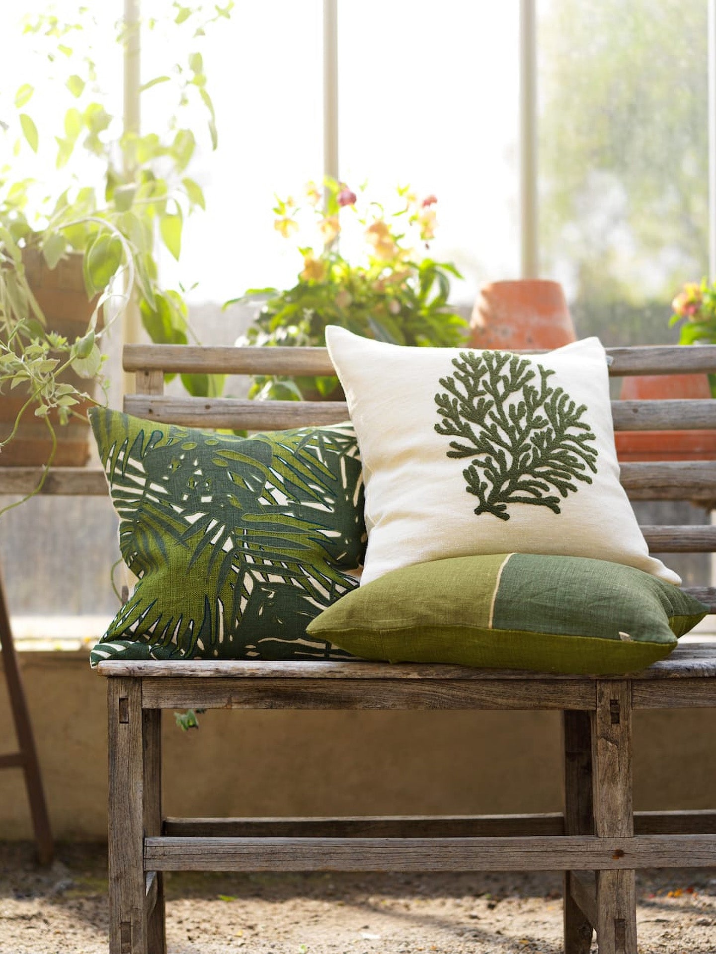 Palm Cushion Cover, Green