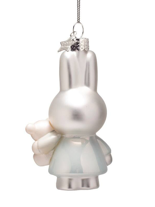 Miffy baby blue glass ornament with bear