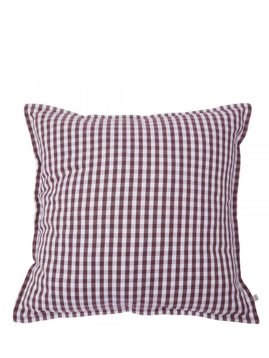 Cotton Havana cushion, Vichy Bordeaux (50x50cm)
