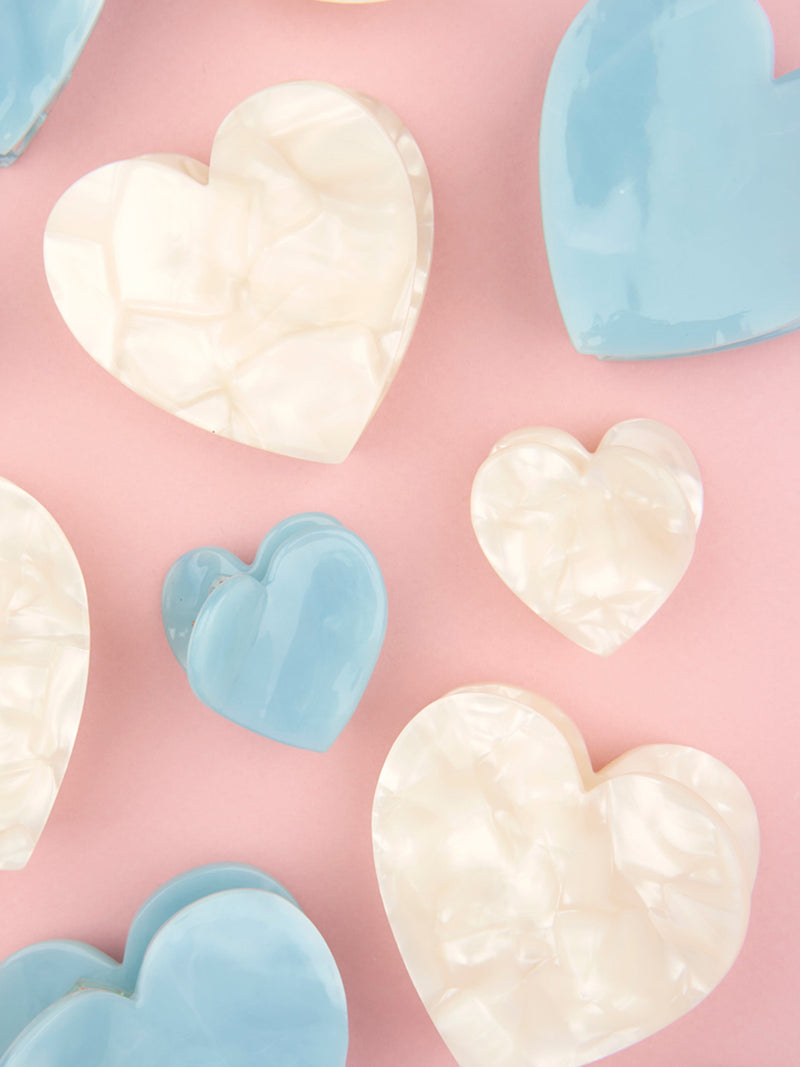Mini blue heart hair claw