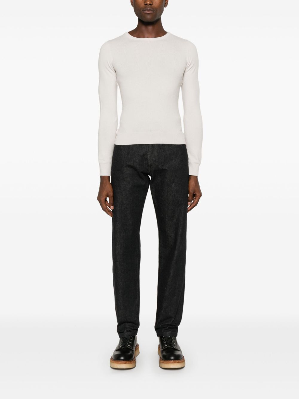 Crewneck cashmere sweater n°41 body, chalk