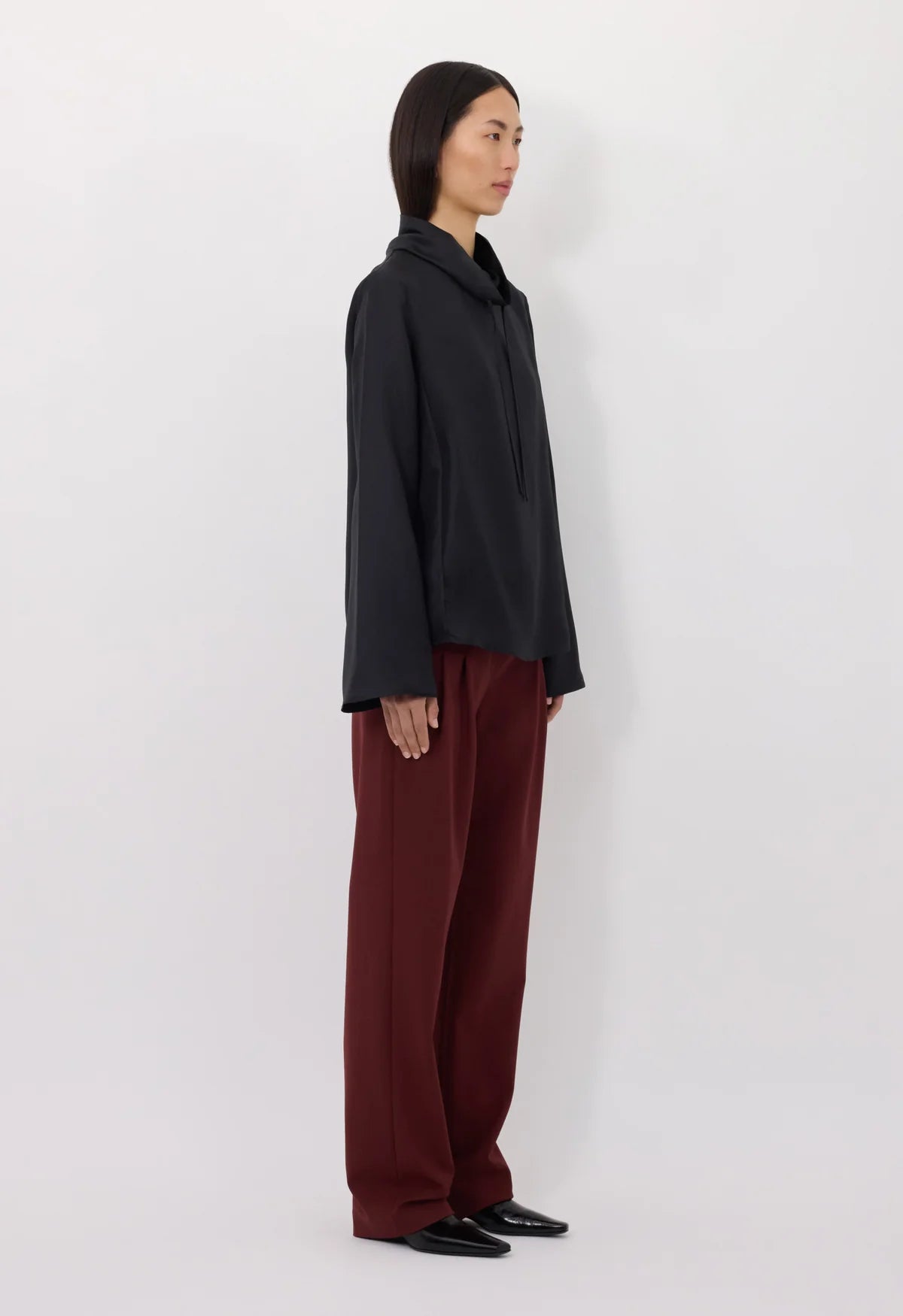 Cyna stand collar blouse, Grey