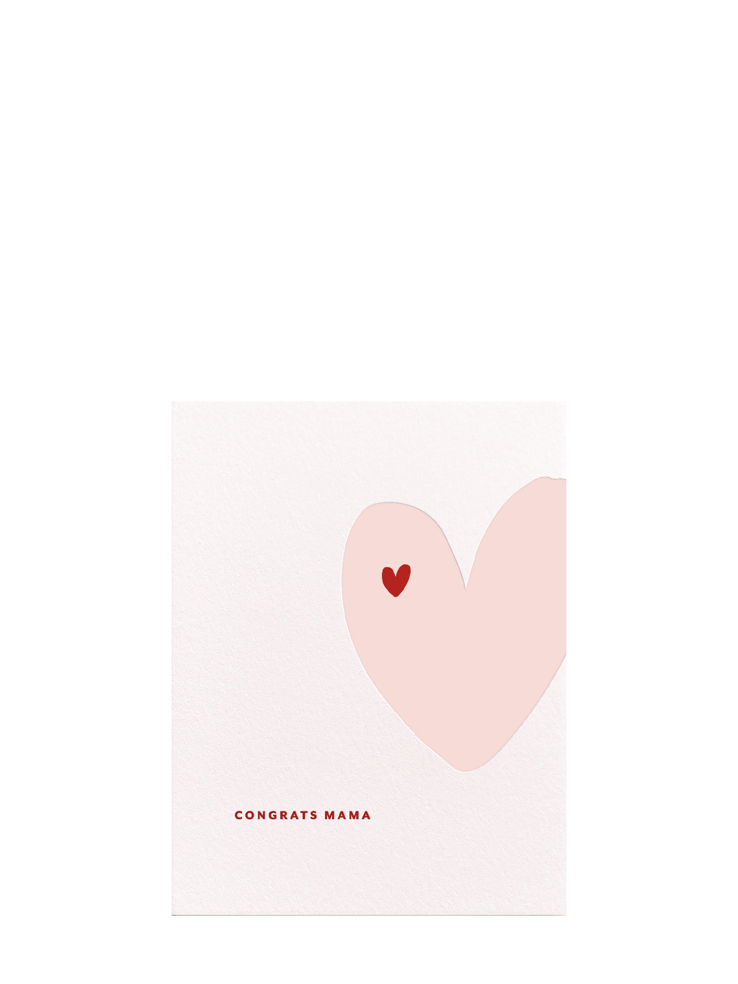 Mother's day Greeting card with a pink heart and red heart in the center on a white background