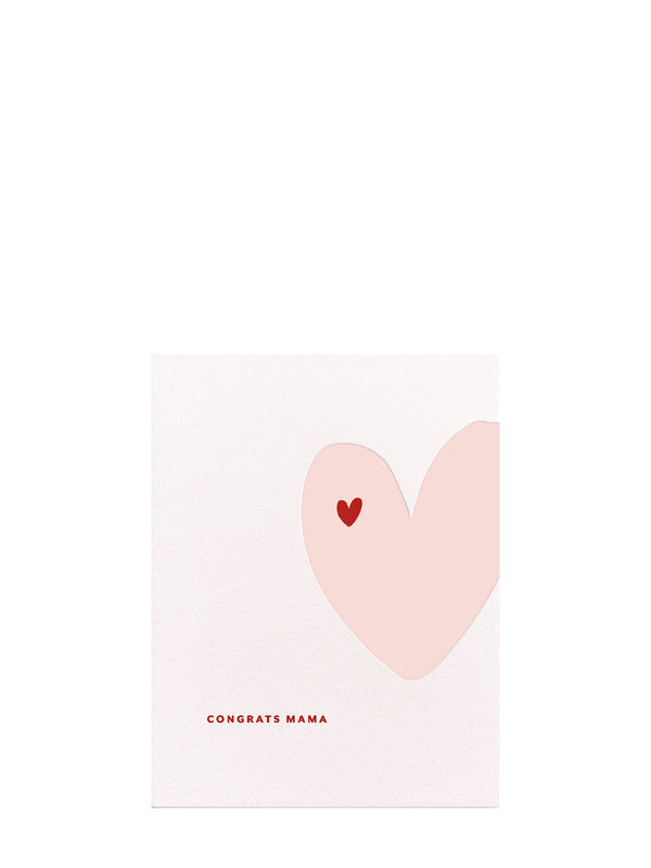 Mother's day Greeting card with a pink heart and red heart in the center on a white background
