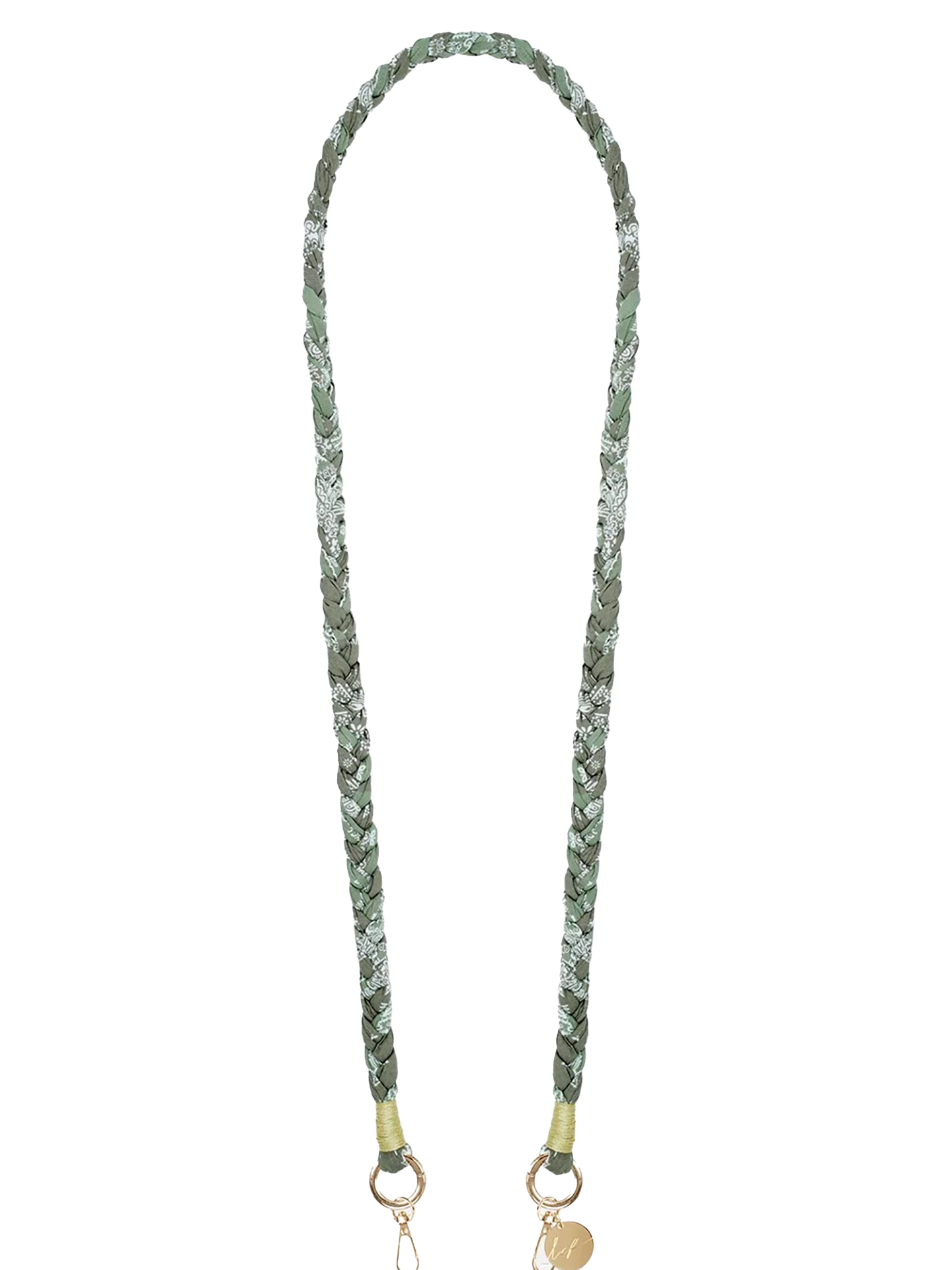 Della crossbody phone strap, braided khaki bandana print