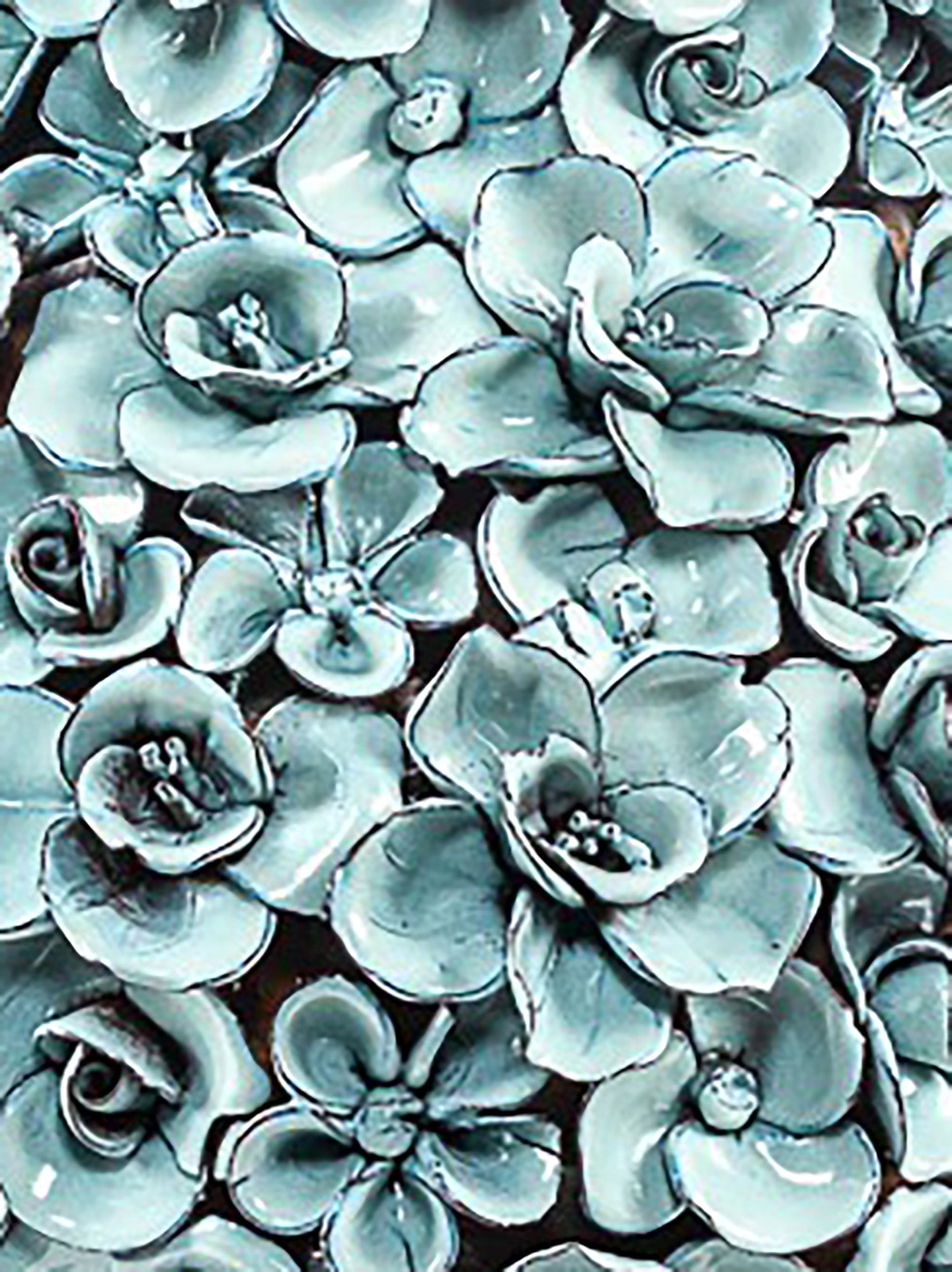 Vase deco with flowers, Light Blue (H 17cm)