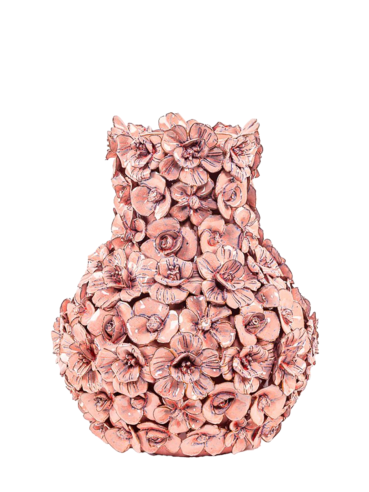 Vase deco with flowers, pink (H 29cm)