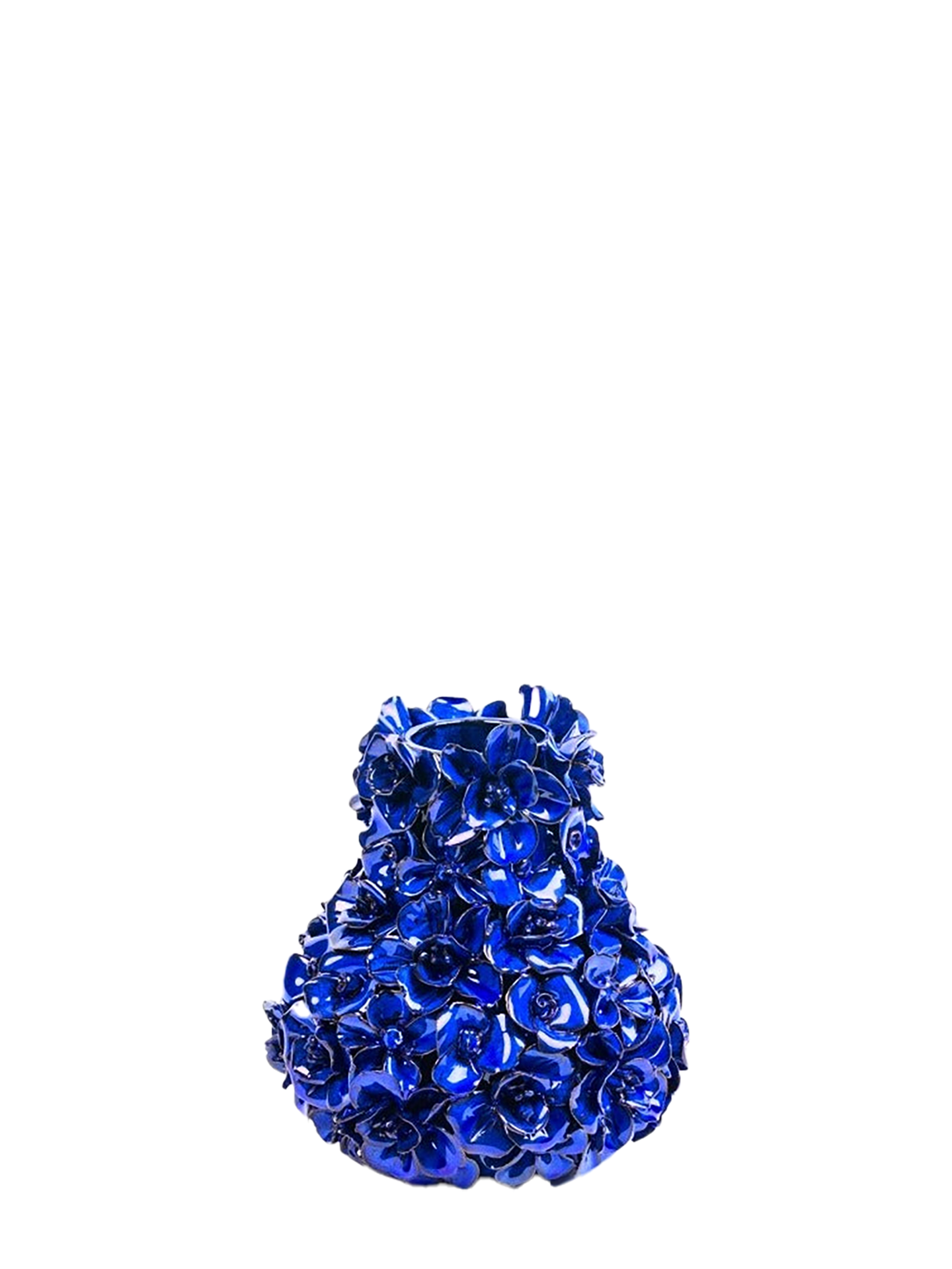 Vase deco with flowers, Blue (H 17cm)