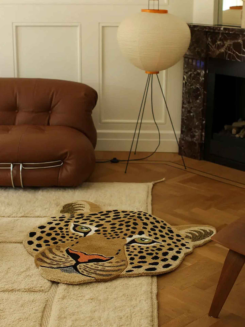 Himani leopard head rug, large