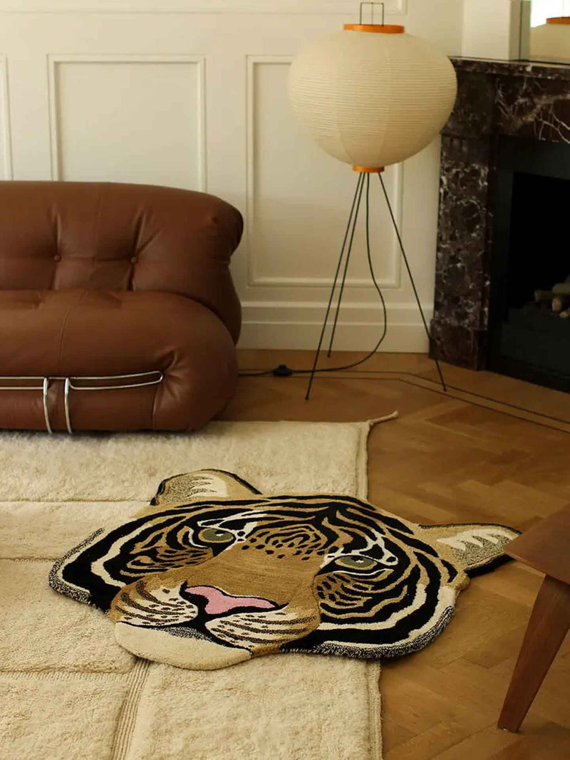 Rajah tiger head rug, large