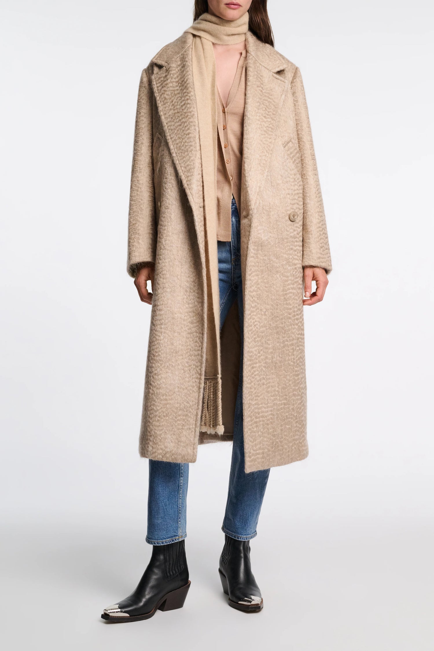 Urban attraction wool-mohair coat, dark sand