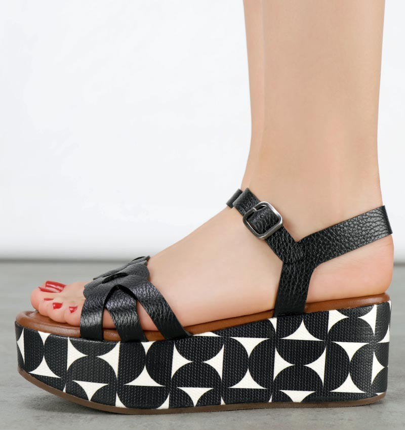 DOYKI platform sandals, black-white