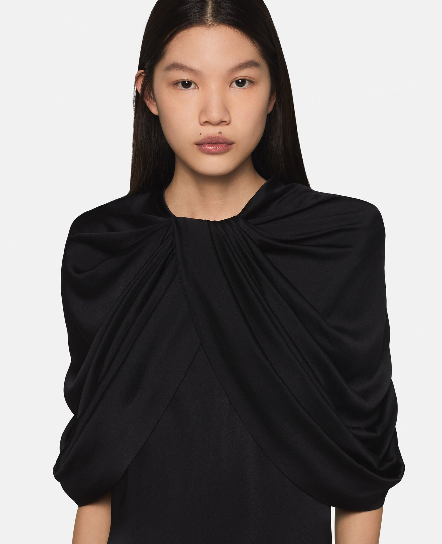 Draped mini dress, black