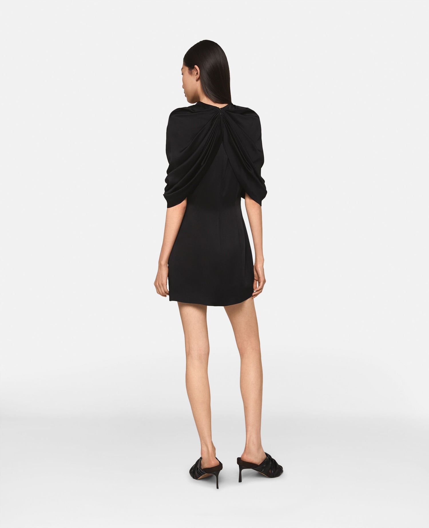 Draped mini dress, black