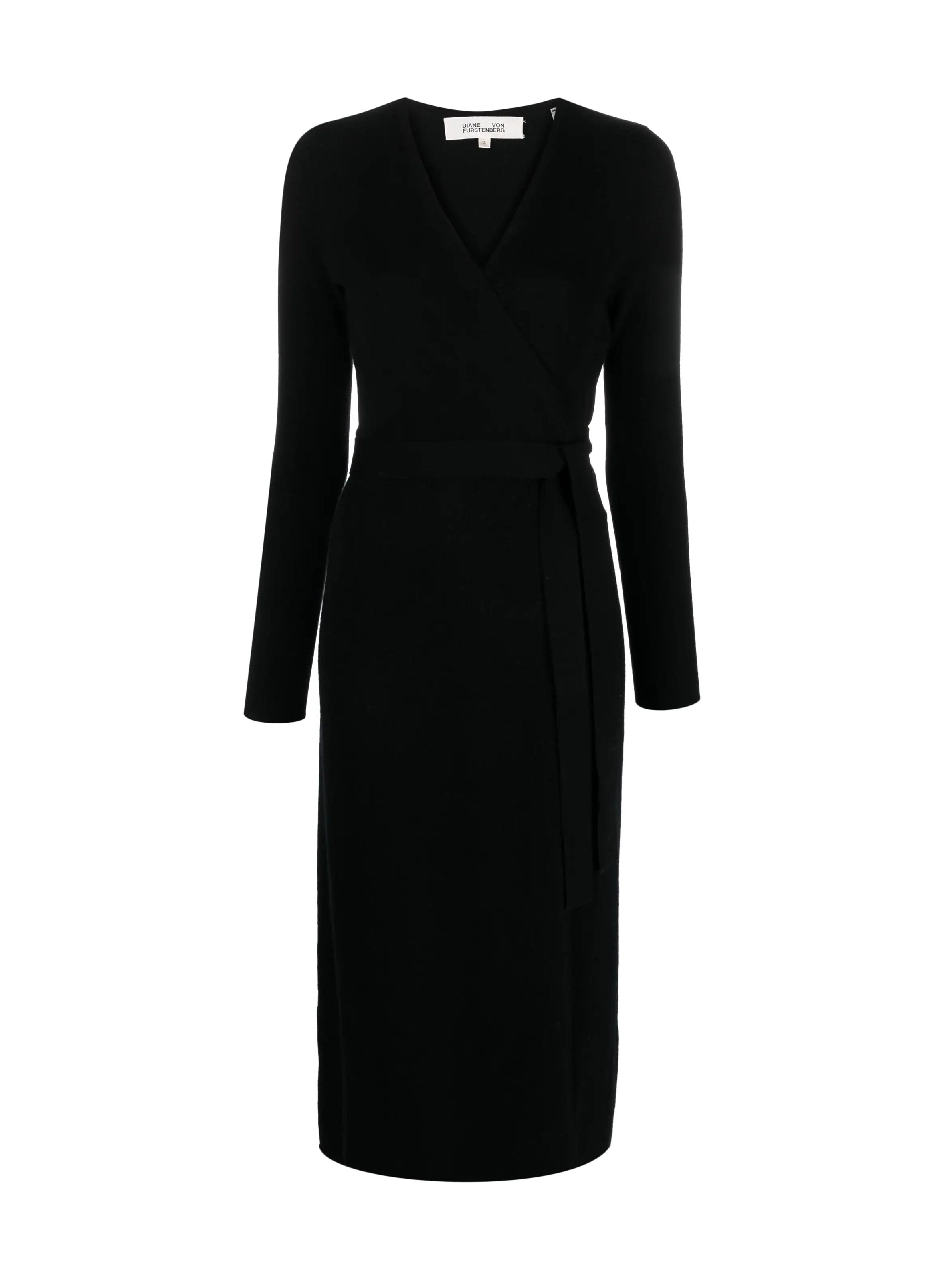 Diane von furstenberg black wrap dress online