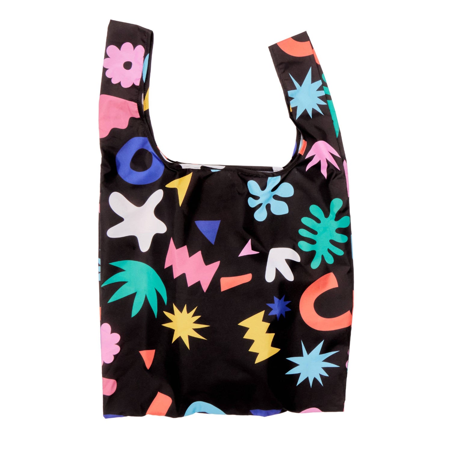 Palma print foldable light shopper, black-multi