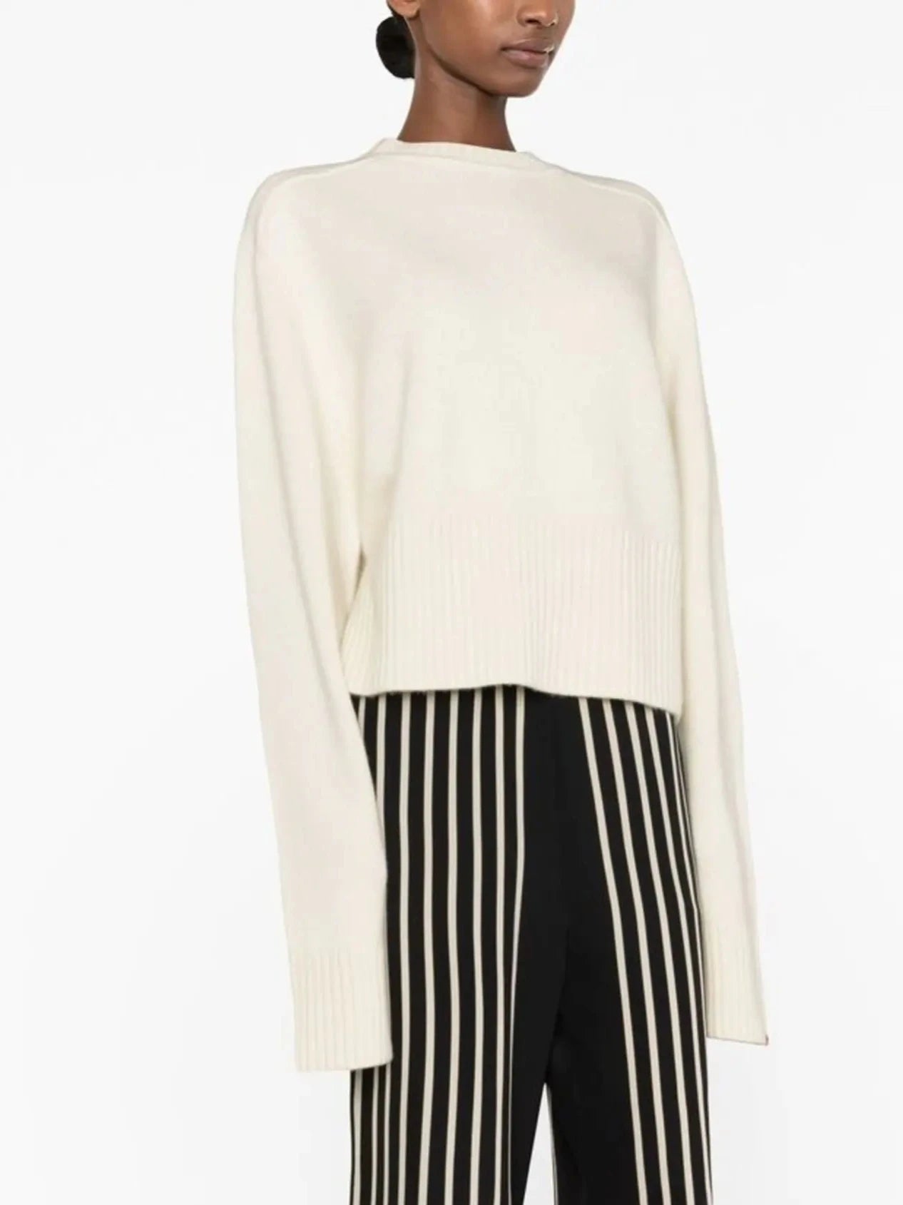 Relaxed crewneck cashmere sweater n°256 Judith, cream