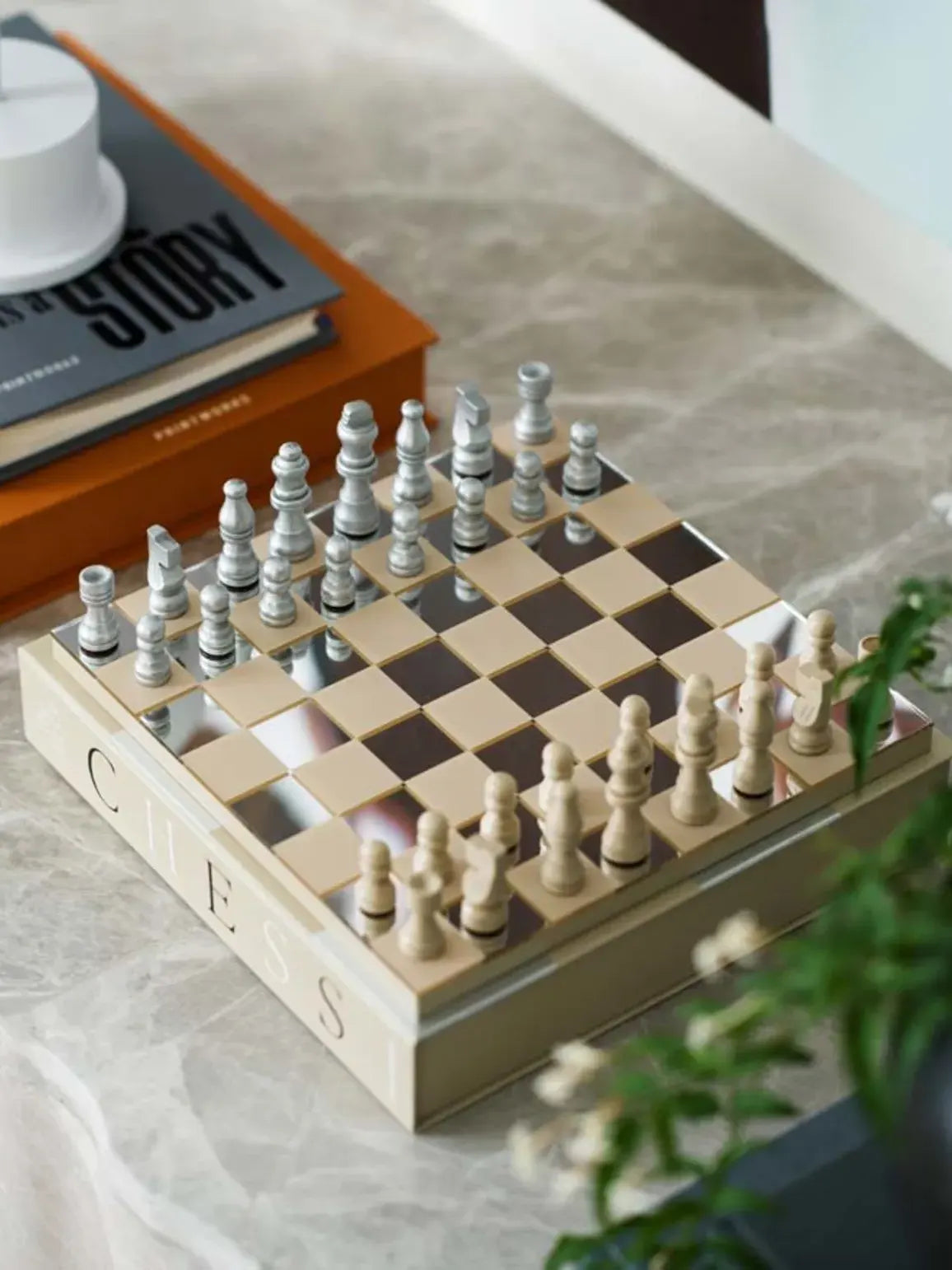 Art of Chess classic chess, mirror-beige