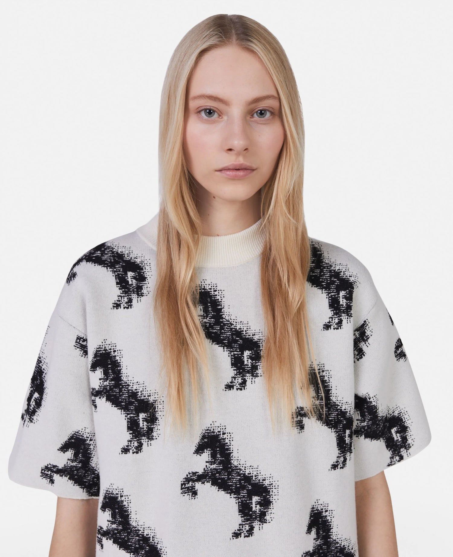 Pixel Horse Wool Jaquard T-Shirt, multicolor