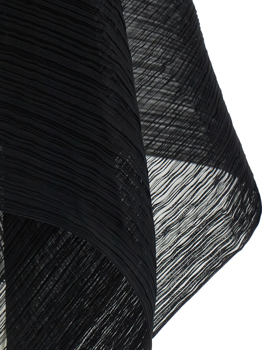 Pleated madame t-scarf, black