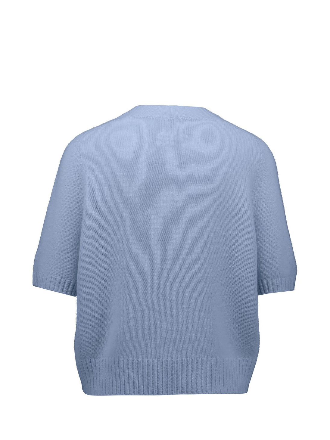 Short sleeve cashmere sweater, light blue