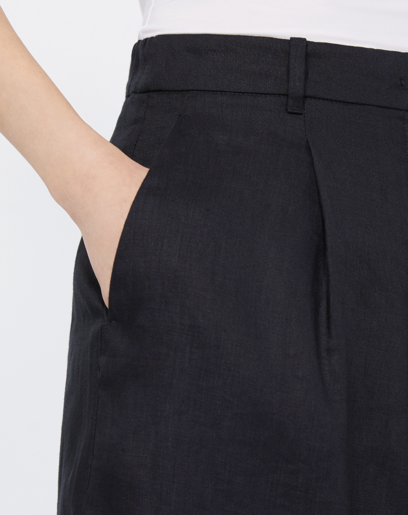 Black shorts with a white background