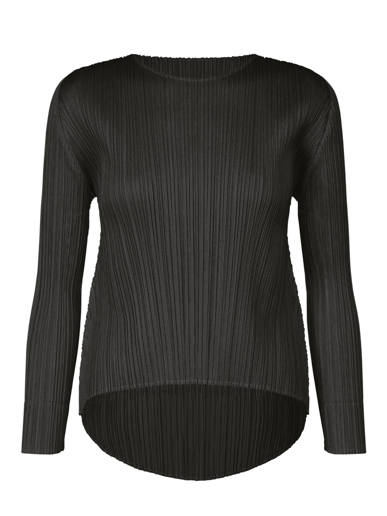 Long sleeve pleated t-shirt, black