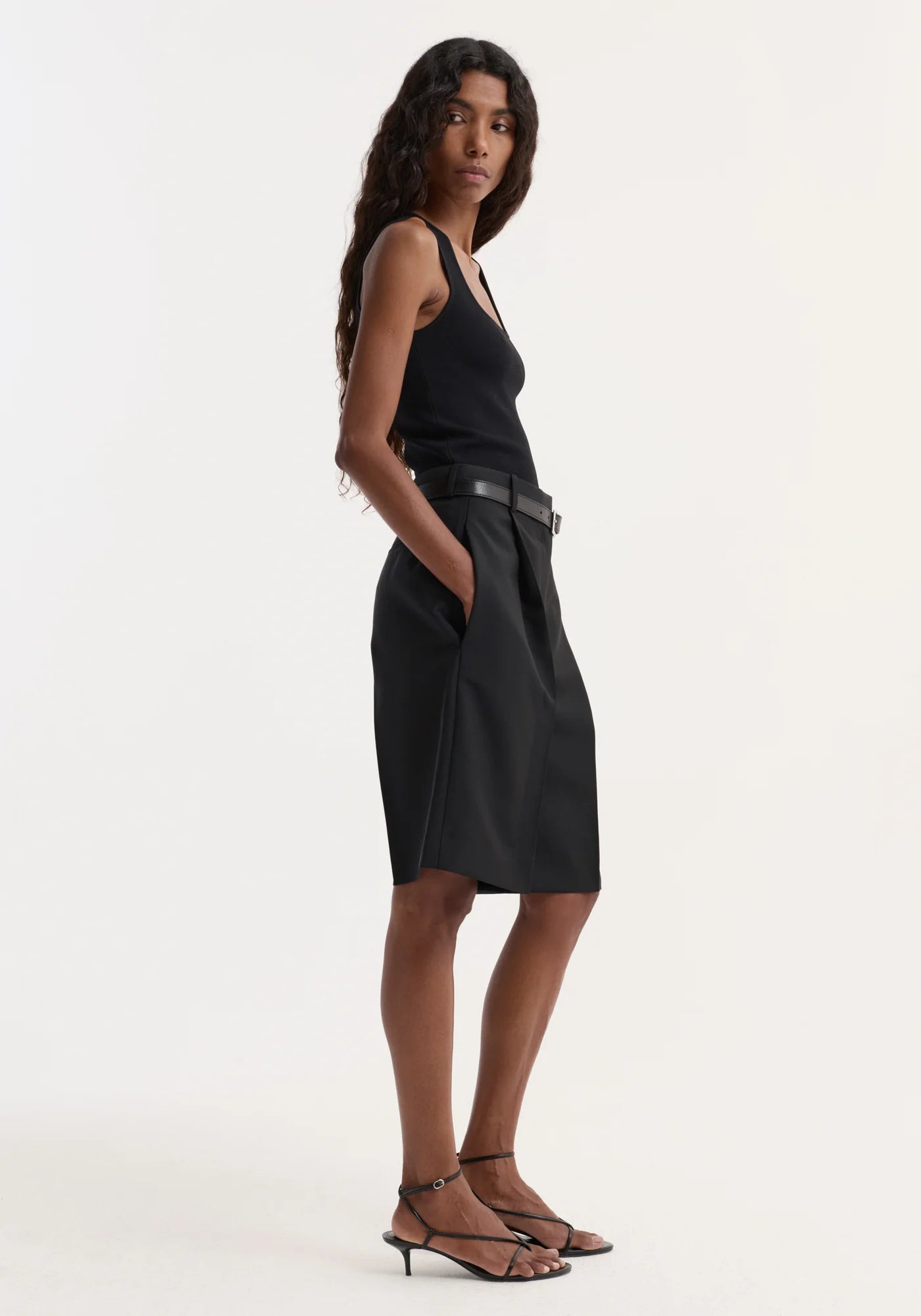 Long knitted bustier top, black