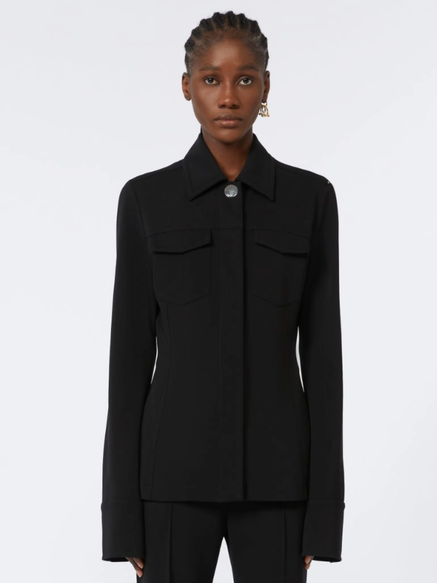 Wells heavy crepe shirt jacket, black