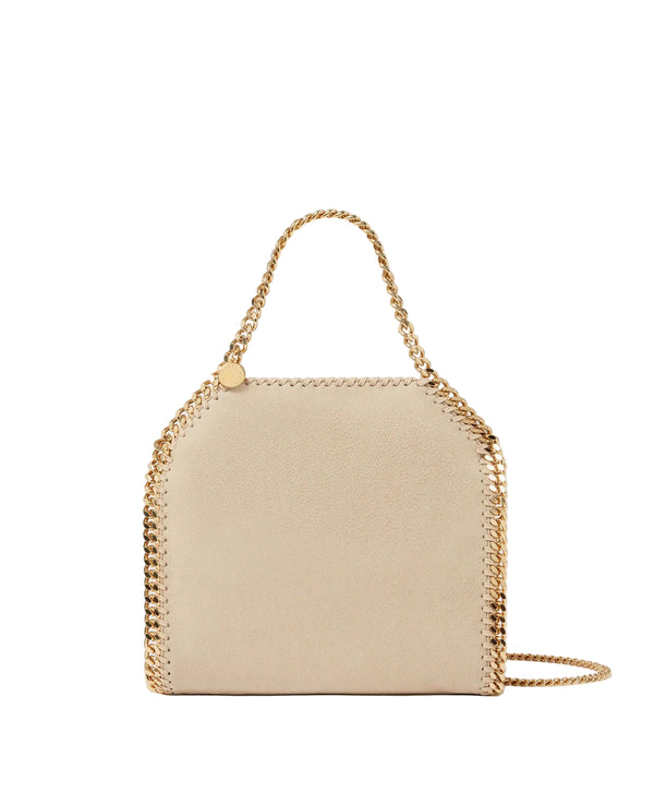 Beige handbag with gold chain details