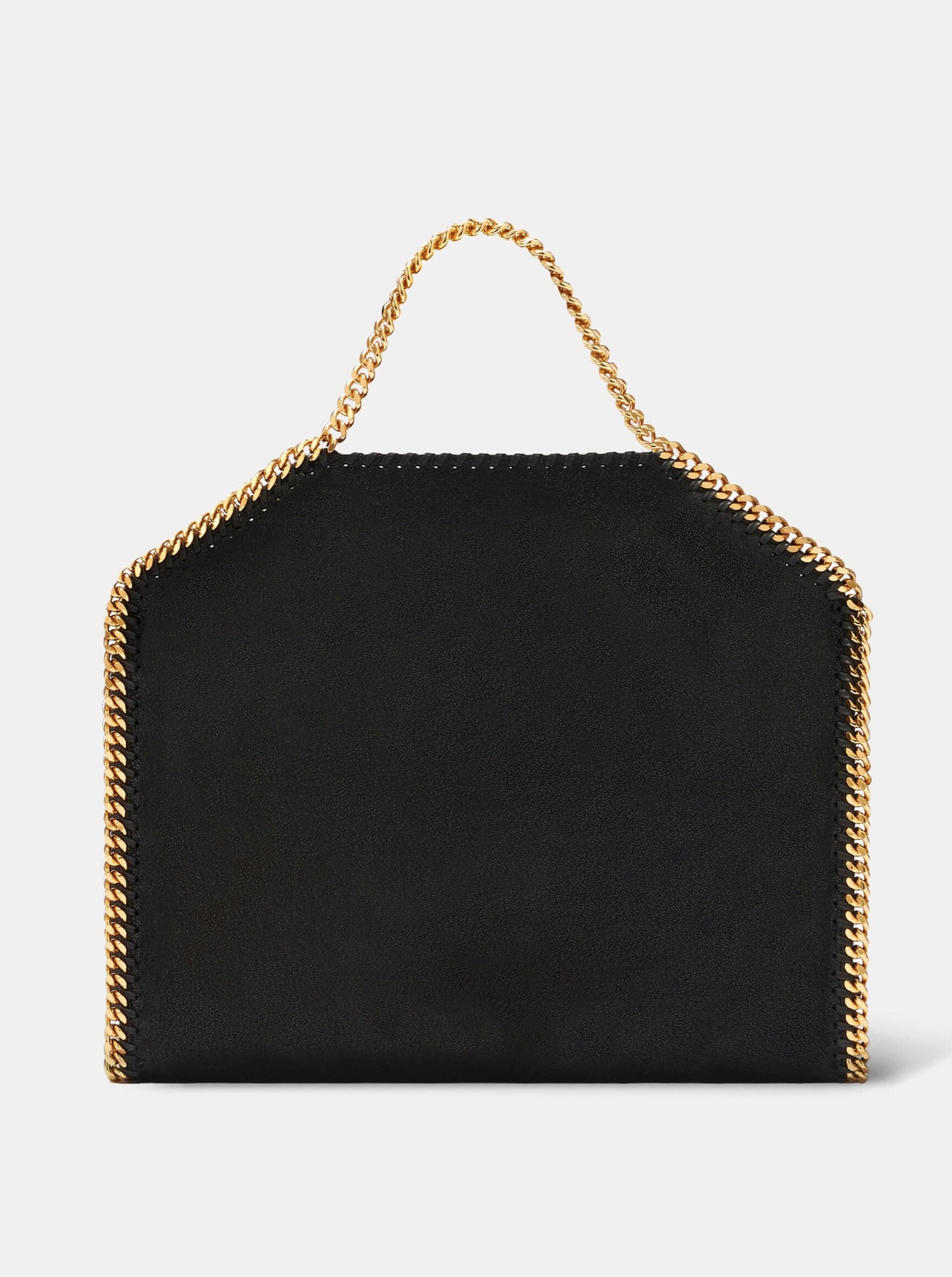 Falabella fold-over tote, black w. gold chain