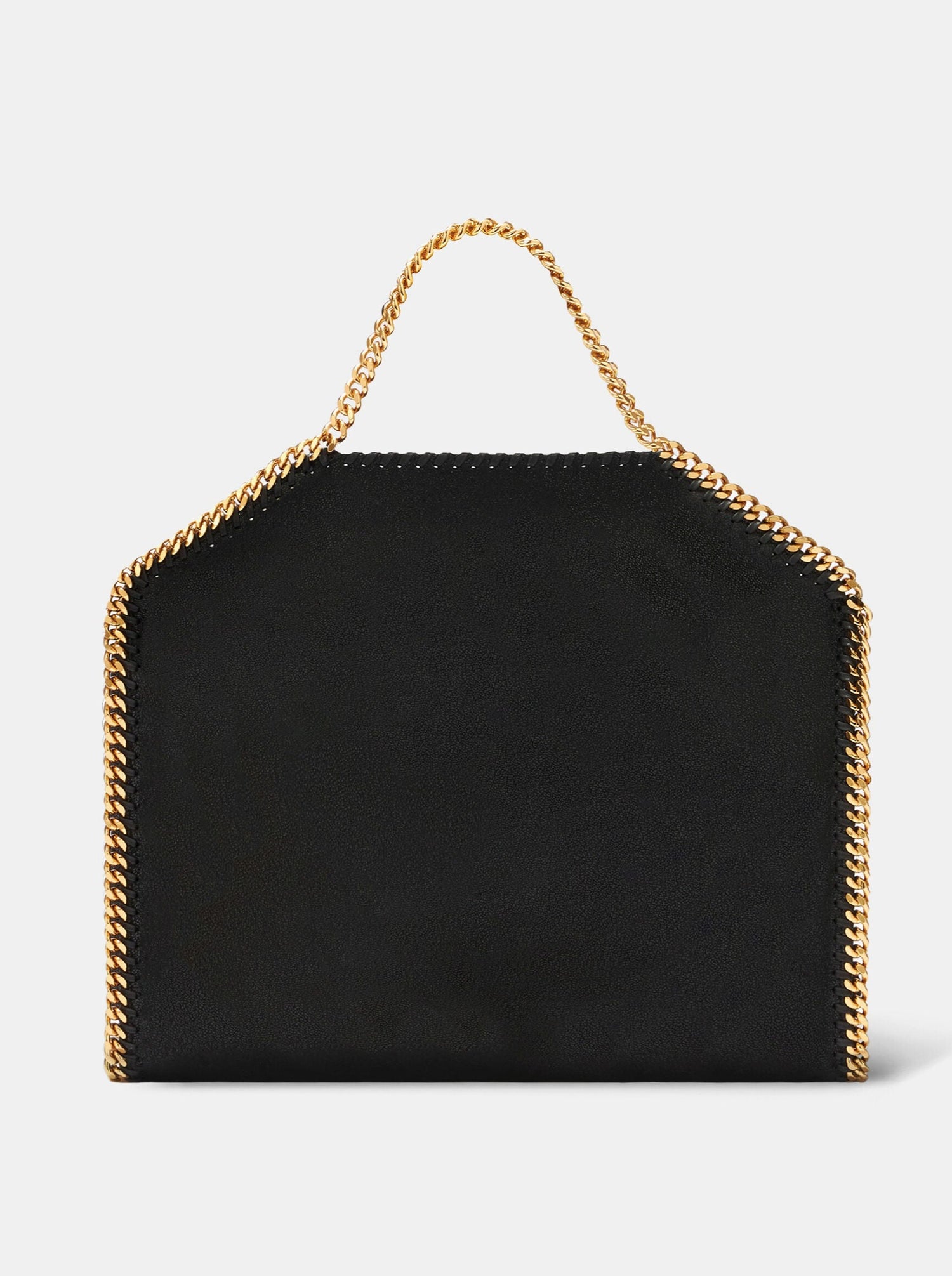 Falabella fold over tote, black w. gold chain