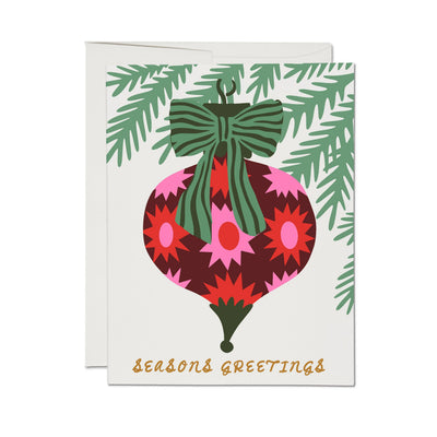 Trimmed and tied Christmas card