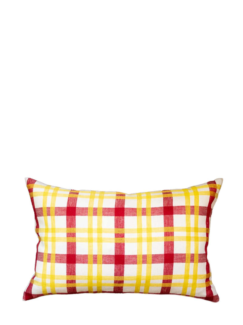 Grid woven cushion cover, yellow-red (40 x 60 cm)