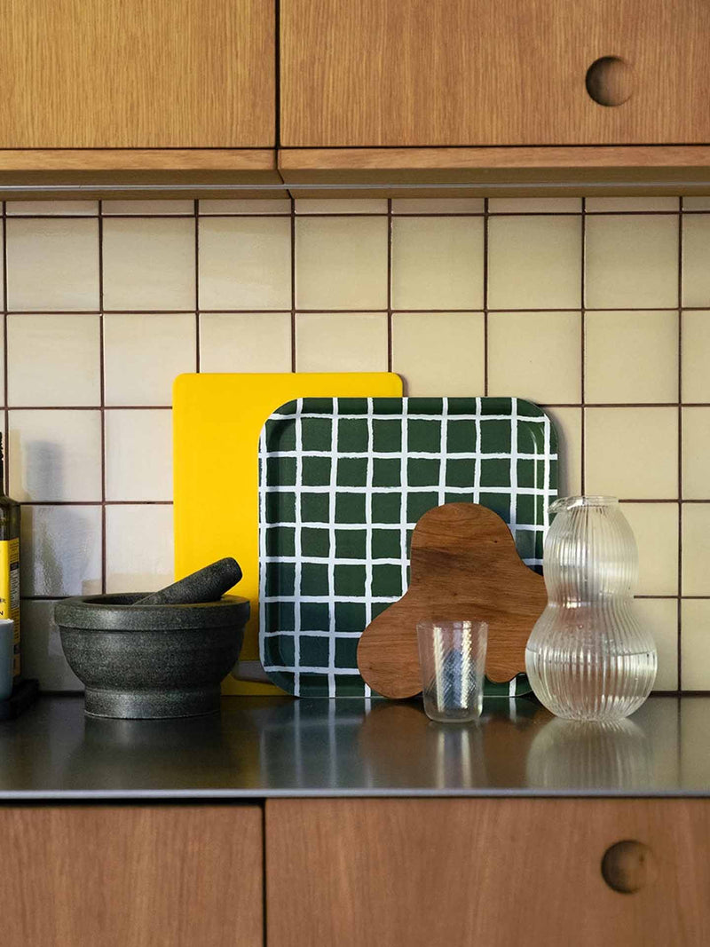Rutig tray, green