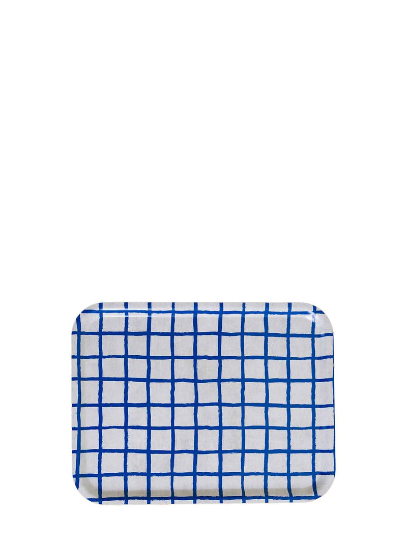 Rutig tray, blue-off-white
