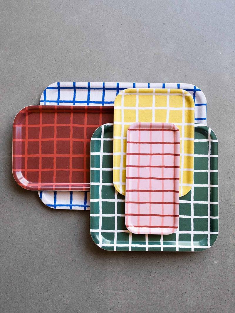 Rutig tray, green