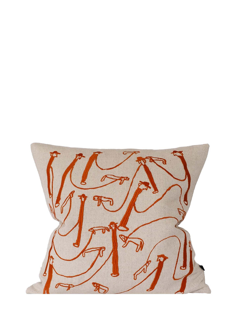 Dog walk embroidered square cushion cover (50 x 50 cm)