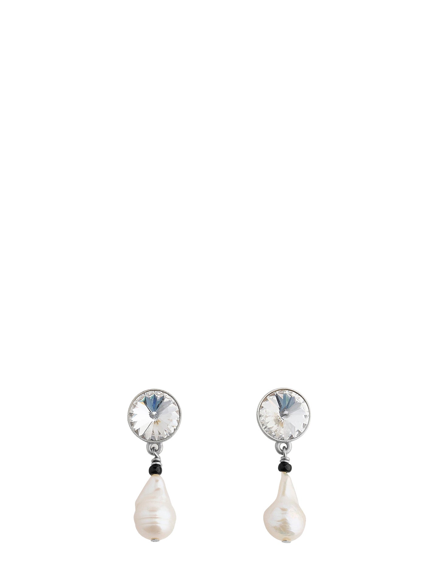 Crystals and baroque pearl pendant earrings, crystal