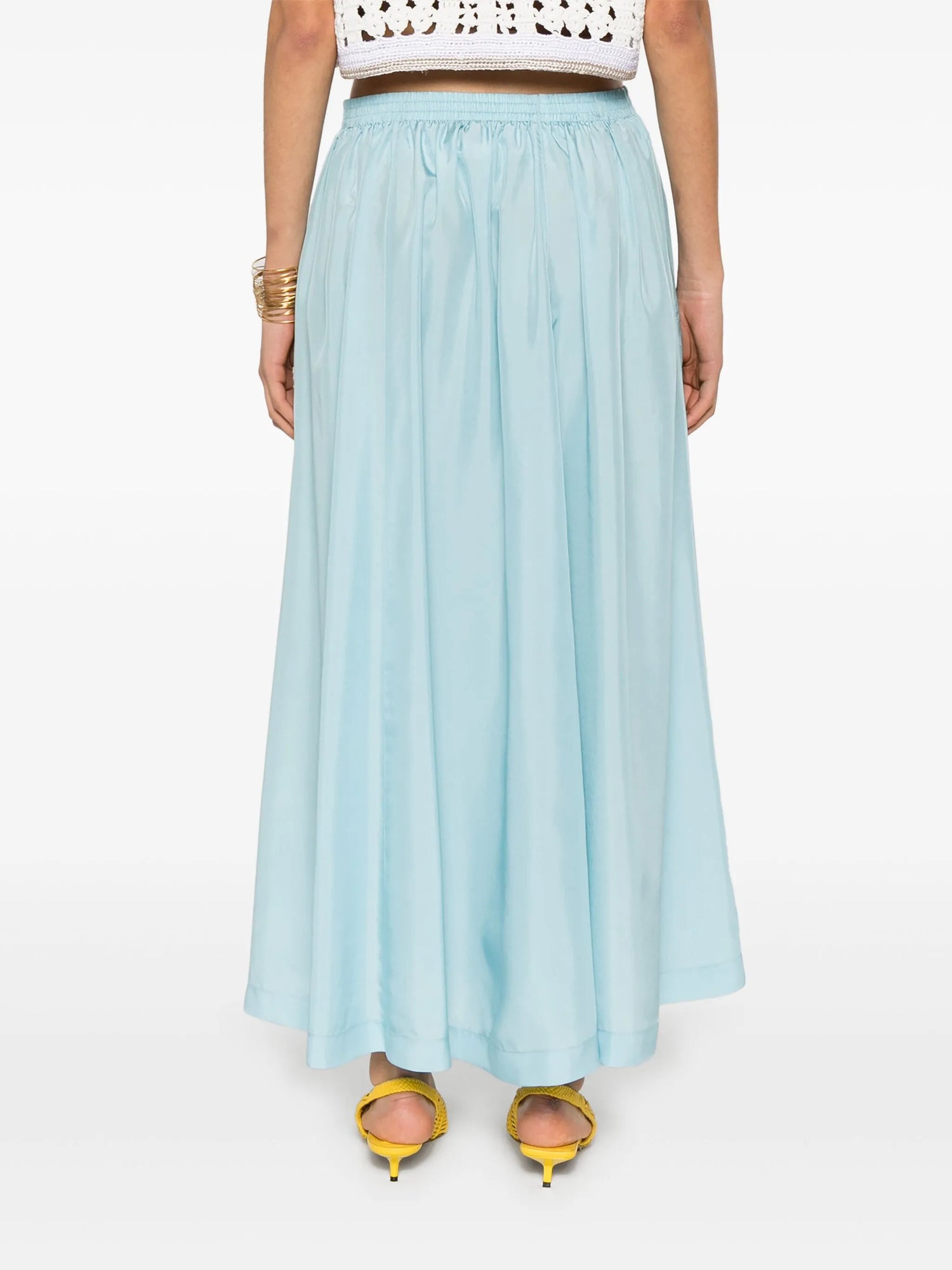 Habotai silk essential skirt, acqua