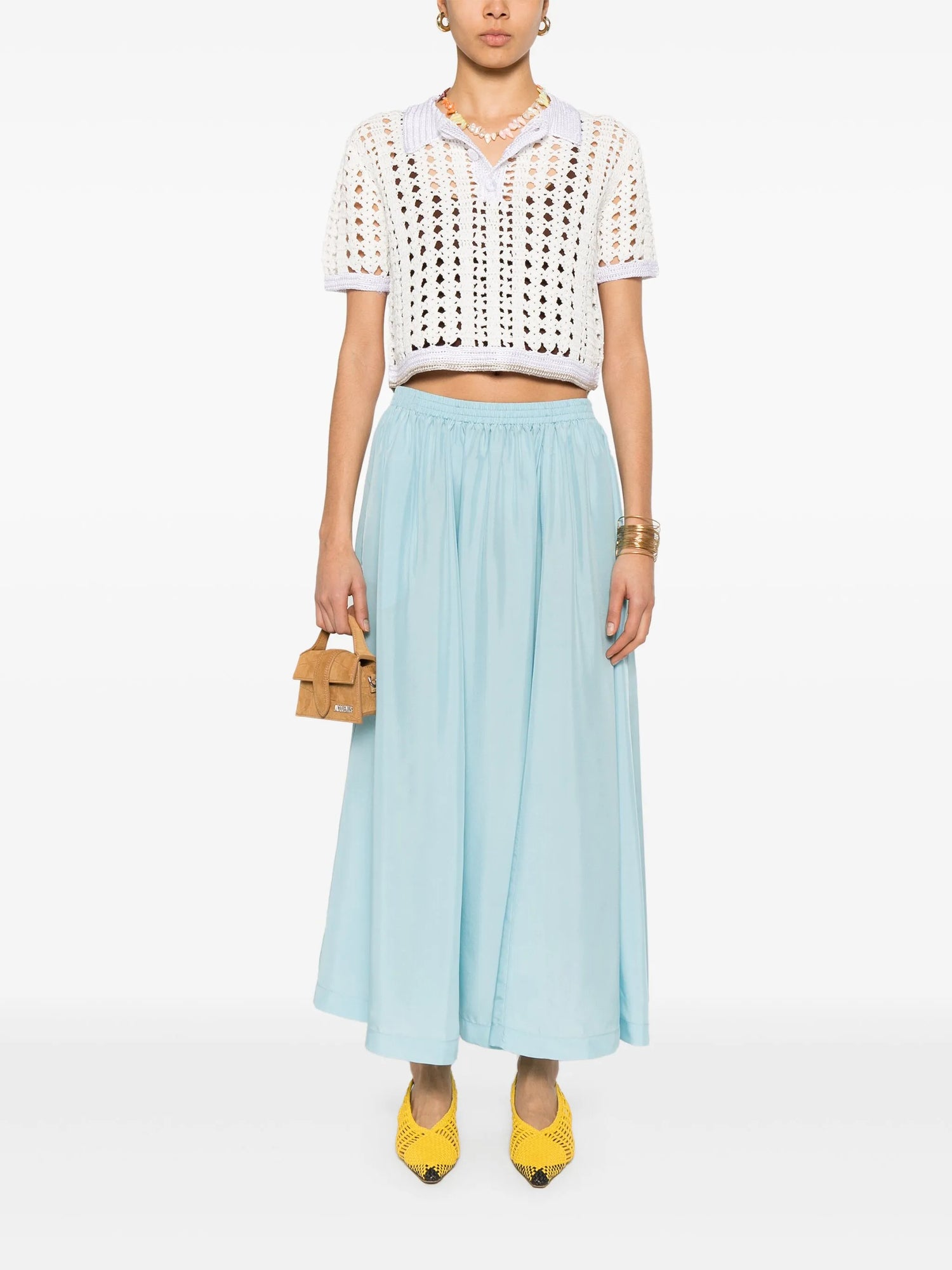 Habotai silk essential skirt, acqua