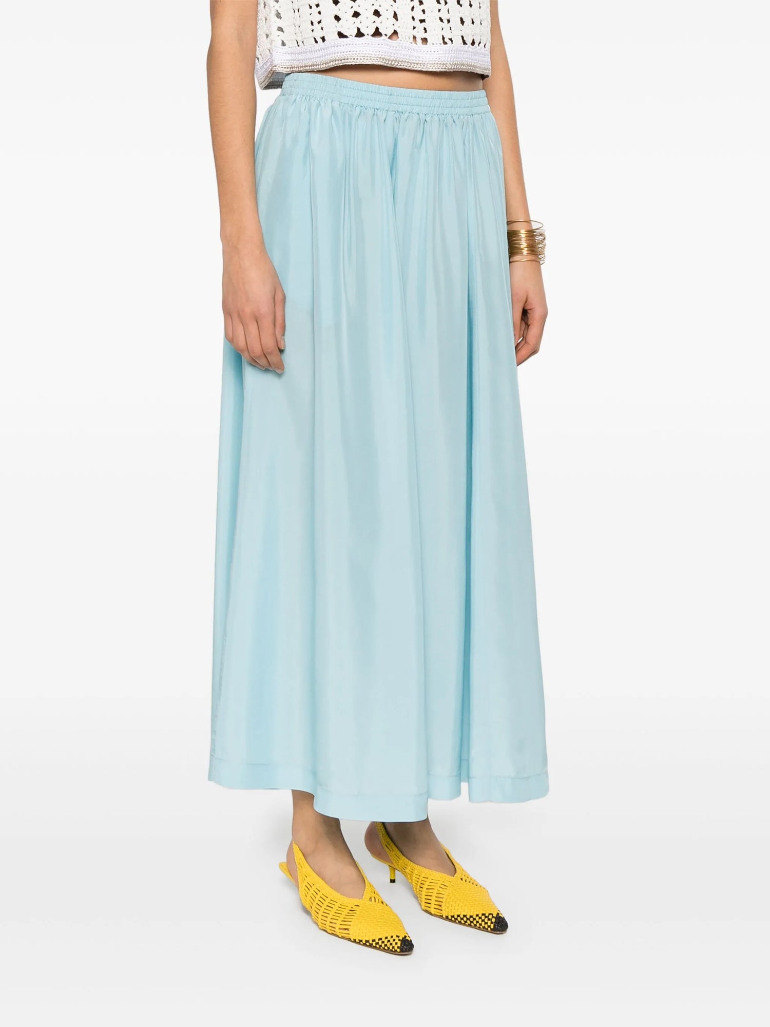 Habotai silk essential skirt, acqua