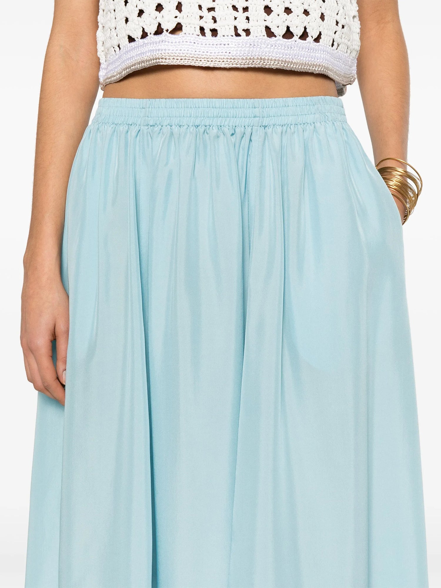 Habotai silk essential skirt, acqua