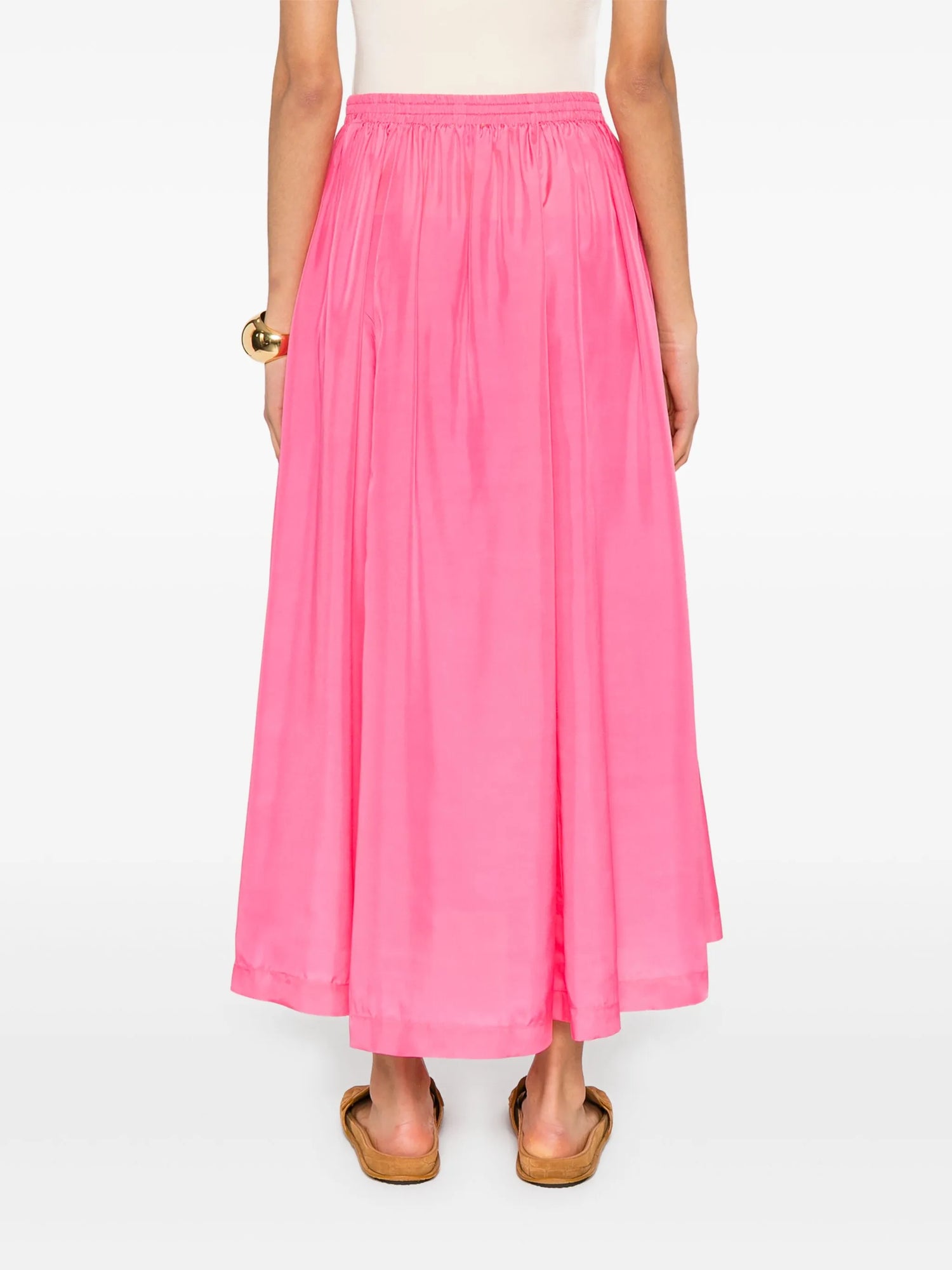 Habotai silk essential skirt, hot pink