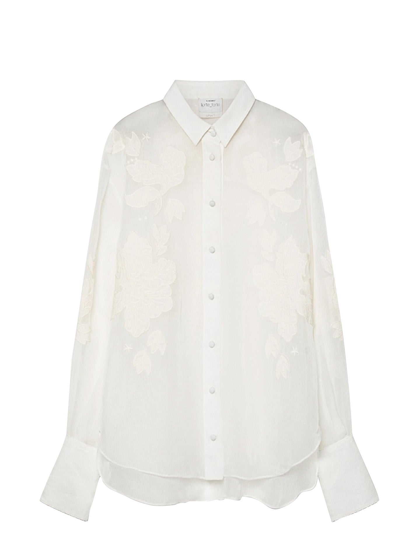 Iris embroidery organza shirt, off white