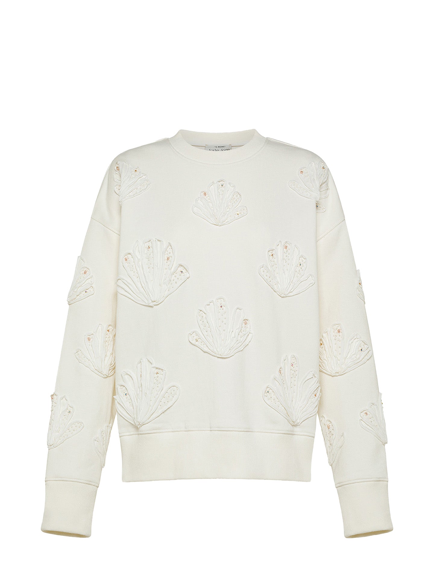 Lunamaris shell embroided sweatshirt, ivory