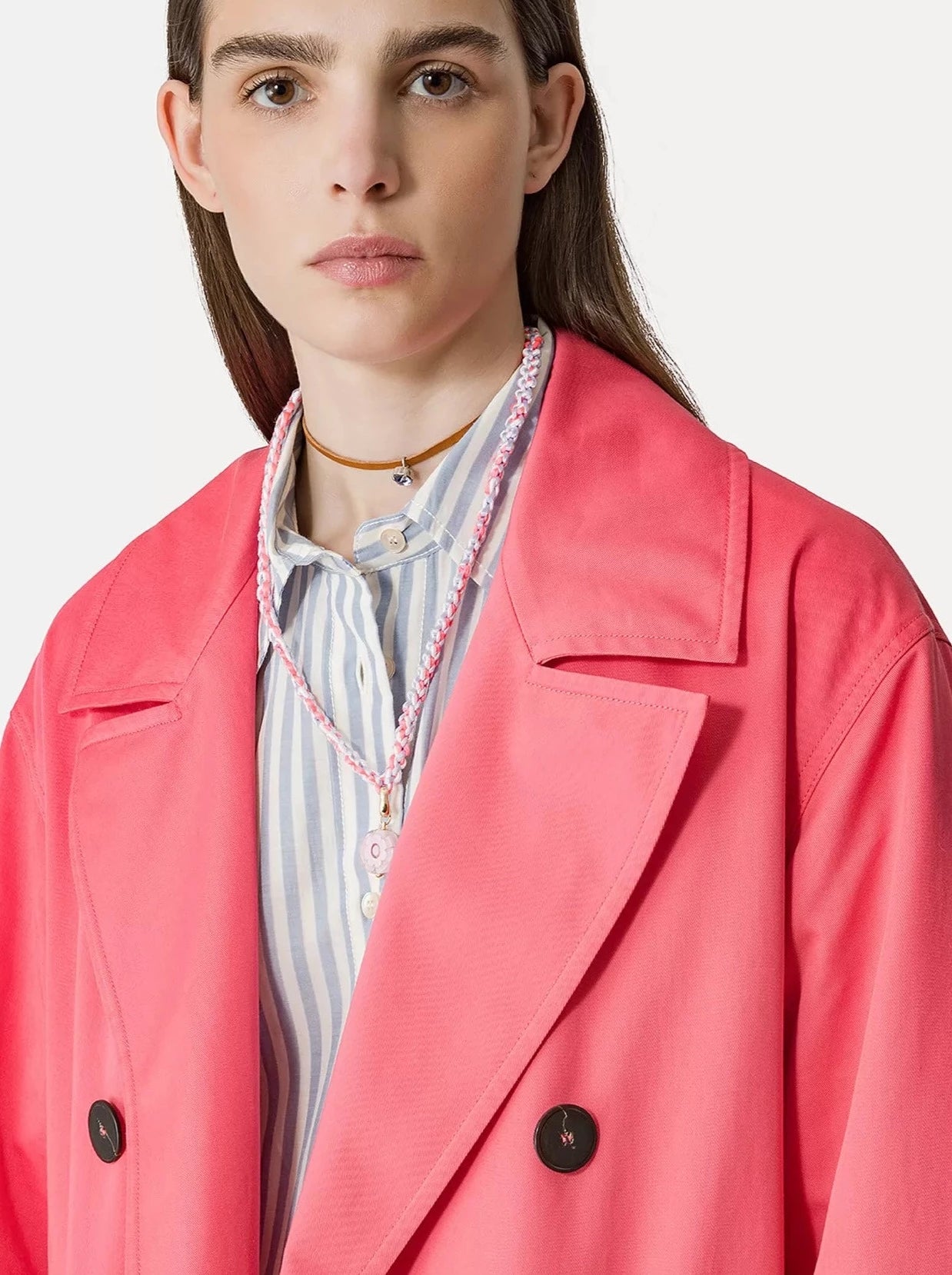 Waterproof gabardine trench, watermelon